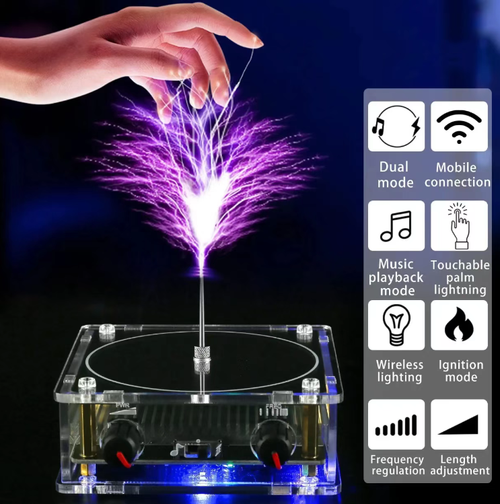 This music lightning box ingeniously combines lightning and music. The lightning can be controlled by hand, giving it a strong technological feel. It supports Bluetooth connection for mobile phones and can play lightning music. In the high-energy electric field of lightning, it can also wirelessly light up various gas lamps. Whether for personal use or as a gift, it can bring an unprecedented cool experience.