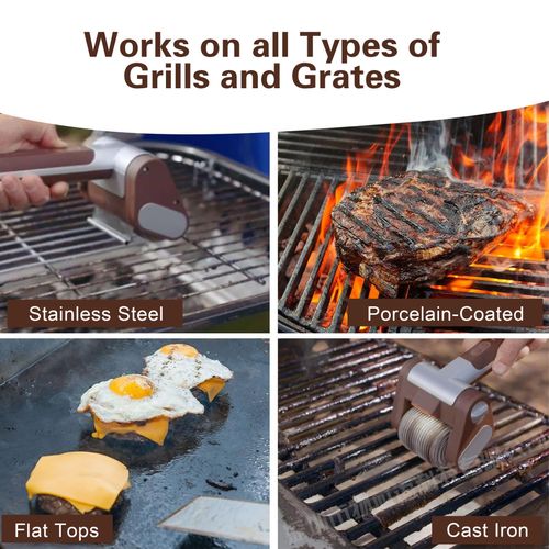 The lamp-style outdoor electric barbecue brush, with 304 stainless steel mesh, high-speed scrubbing, no bristles, no dead corners, suitable for cleaning various grills. It is equipped with an LED light to illuminate the gaps. It is convenient to wash in the dishwasher. This is the tool for outdoor barbecue cleaning. With it, the grill will be clean and delicious without any compromise!