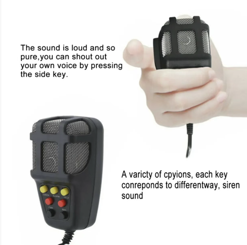 12V seven-tone car alarm horn, compatible with motorcycles, cars and electric vehicles. Seven types of warning sounds can be switched at once. A handheld microphone allows real-time shouting. The large speaker has an extremely loud volume with strong penetration power. It is waterproof and shock-resistant. It comes with a fixed bracket and the wiring is simple. It is specially designed for modifying warning devices on patrol and freight vehicles.