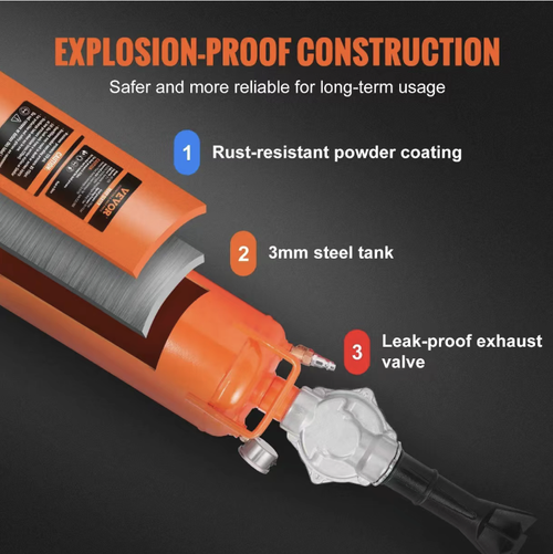 This tire blowout sealing high-pressure inflation cylinder features a large-capacity high-pressure instant sealing vacuum tire. It is precisely controlled by a pressure gauge for safe pressure regulation. It is compatible with all vehicle models including motorcycles, cars, and light trucks. The thick tank body is explosion-proof and durable. It is portable and easy to carry. It is a professional and efficient tool for repairing tires and providing emergency inflation for car owners.