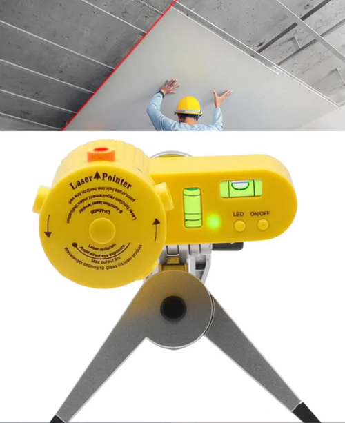 5-in-1 Laser Leveling Instrument, featuring 5 laser modes including cross, vertical, and water level. It can precisely level surfaces for tiling, framing, and hanging decorations. The detachable modular design with a clamp on the stand allows for easy portability and stable fixation. The bubble level and LED light are included. Even in low light conditions, it can be used. Lightweight and durable, essential for decoration or DIY projects!