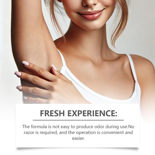 Gentle and moisturizing quick hair removal cream, with coconut and avocado extracts. It can remove underarm, leg and arm, and lip area hair in just 5 minutes. The hair is removed completely without leaving any black dots. It inhibits hair growth and also moisturizes the skin. It is friendly to sensitive skin. Order today and get 2 bottles! No pain from shaving, cost savings. Wear revealing outfits and feel smooth without any awkwardness. Easily achieve silky skin!