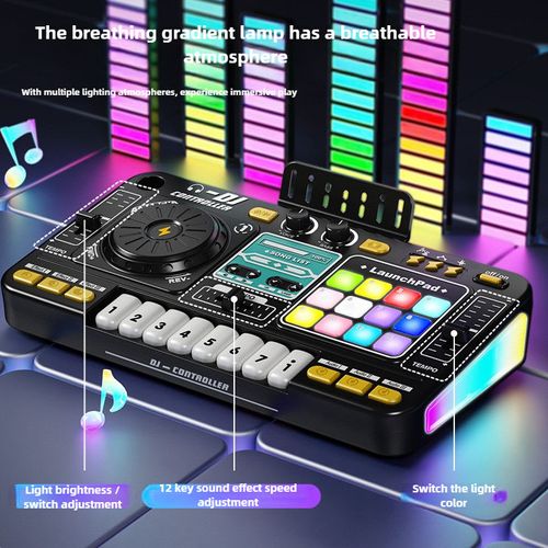 Multifunctional Bluetooth DJ Mixer Disc Player with Microphone Playable Instrument and Keyboard