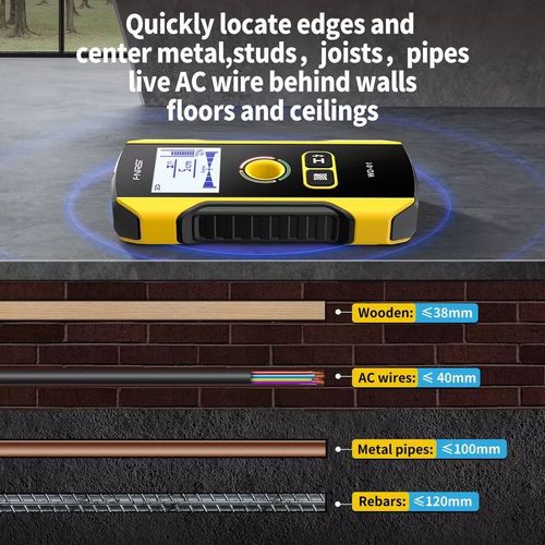 The wire and metal rod detector inside the wall can precisely detect metal, electrified wires and wood inside the wall. The high-definition screen provides a clear and intuitive display of the location and direction. It is powered by lithium battery and supports Type-C fast charging. The operation is very convenient. This tool is essential for both home decoration and circuit renovation, ensuring safety in home decoration and construction.