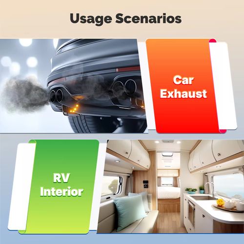 This carbon monoxide detector features a highly sensitive sensor for precise concentration monitoring. It has a 2-inch large screen with four-color grading display and four-level audible and visual alarms for timely warnings. It is suitable for various scenarios such as homes, vehicles, and campers. The operation is simple, and it helps you build a solid defense line for your life and health safety.