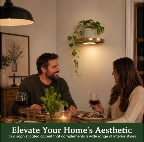 This floating wall-mounted stand has a circular metal appearance. The hidden support creates a floating effect, and it comes with built-in circular lights that emit soft light. It can hold lightweight items such as scented candles and photo frames, and is used for wall decoration and display. It needs to be installed by drilling holes on a solid wall. For lightweight items only, the wiring installation is recommended to be done by professionals.