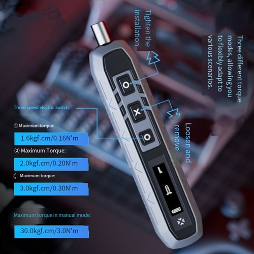 This electric screwdriver set is meticulously designed and compact. It features a built-in strong magnetic quick-change bit. It offers three torque adjustment settings and supports manual mode. It comes with 162 labeled bits and a convenient storage box. The three torque modes are suitable for various working conditions, making it an efficient and precise tool for disassembly, assembly and maintenance.