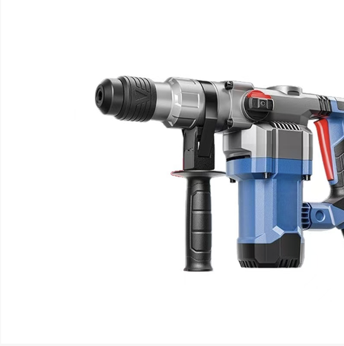 Industrial-grade dual-purpose impact drill for electric hammer and electric pickaxe, with a 3800W high power, specifically for concrete drilling. It can switch between electric hammer, electric pickaxe and electric drill modes. It comes with a shock-absorbing handle and depth scale. The accessories are complete and easy to store. It is an efficient demolition tool for home decoration and construction sites.