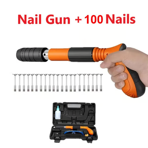 The world's first nail gun that can hit steel plates. Order today and get 40 nails for free.