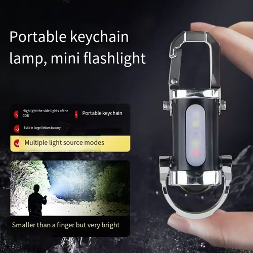 This 45-gram keychain flashlight is as light as an egg and is easy to hang for keys or put in your pocket. Its built-in COB lamp core has a five-level dimming function and is equipped with red and blue warning lights, suitable for night roads, camping and emergency repairs. The Type-C fast charging method is very convenient. It is equipped with silicone waterproof and aluminum durable materials. Order today and you will receive 3 waterproof fast-charging lighting pocket flashlights.