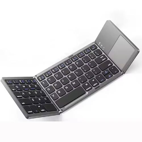 Three-fold Bluetooth keyboard. Compact and portable, easy to store. When unfolded, it provides comfortable input. Equipped with a highly sensitive touchpad that can replace a mouse. Supports one-click switching of multiple devices' Bluetooth connections. It is an efficient assistant for mobile office work and multi-scenario input.