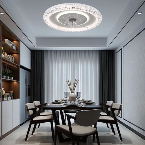 Luxury-class crystal appearance + invisible fan blades, 120W LED supports three color temperatures and brightness adjustment, three speed settings + forward and reverse rotation applicable in all four seasons. Supports remote control, APP and voice control, compatible with 8-15㎡ spaces, quiet and energy-efficient, creating an elegant and comfortable atmosphere in the living room, dining room and bedroom.