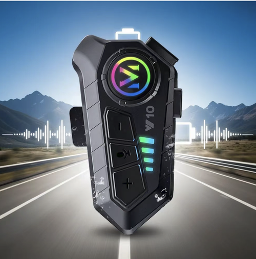 Bluetooth motorcycle helmet earphones compatible with both half and full helmets, featuring dual installation options—internal and external. Equipped with noise-canceling microphones for clear calls while riding, IP-rated waterproof design to withstand rainy weather, and RGB ambient lighting for enhanced visibility at night. Long battery life with Type-C fast charging, hands-free button control, ideal for food delivery riders, motorcyclists, and those needing music and navigation on the go.