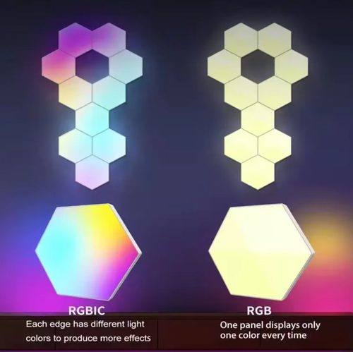 This set of RGB quantum lights is an atmosphere-enhancing wonder: The hexagonal light blocks can be freely customized in shape, and 160 million colors can be adjusted at will. It offers multiple control methods including voice control and app control. It can be installed without drilling holes without damaging the wall. It is suitable for gaming rooms, bedrooms, and living rooms, and can be easily used to create a cyber-chic space.