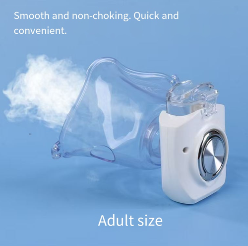 This portable nebulizer is a respiratory relief assistant for the entire family. It has two speed settings and is compatible with both adults and children. The fine mist adheres to the respiratory tract without causing choking or coughing. The residual drug liquid is low, saving a lot of medicine. It can be charged in multiple scenarios via USB. The operation is simple - just two steps to start. It can be carried in a bag and used at any time.