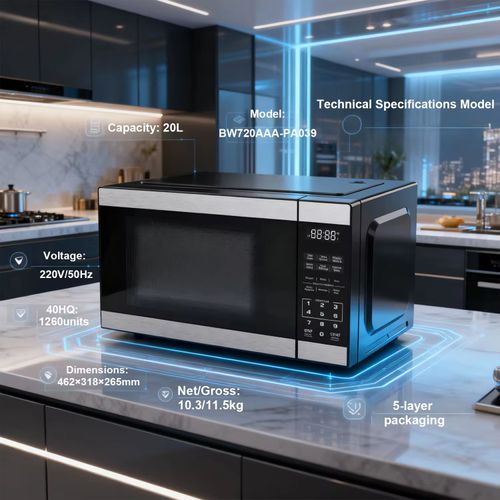This multi-functional intelligent touch-screen microwave oven is equipped with a high-definition touch screen and multiple modes of intelligent menus. It supports efficient heating and precise defrosting, and can be operated with a single click. Its compact design is suitable for small-sized apartments, allowing for easy cooking, defrosting and baking. It is an all-round cooking tool for modern kitchens and apartments, providing convenience and peace of mind.