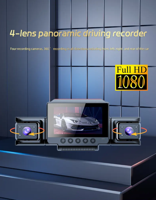 The four-lens dash cam, with dual front and rear recording + full-dimensional vision of left and right side views, breaks the limitations of traditional single-lens, making every driving moment clear and traceable, and providing a sky-level protective net for your travel.