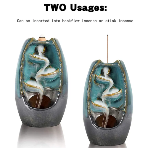 60 fragrant grains, paired with a harmonious and flowing incense burner, feature a dual-color ceramic design that is elegant. The dual-purpose design allows for both electric incense and reverse-flow incense. With 60 different fragrance types, when ignited, the smoke flows like a waterfall, creating a serene atmosphere. This is an excellent addition for home decoration, helping to relieve stress and promote sleep, making life full of poetry and tranquility.