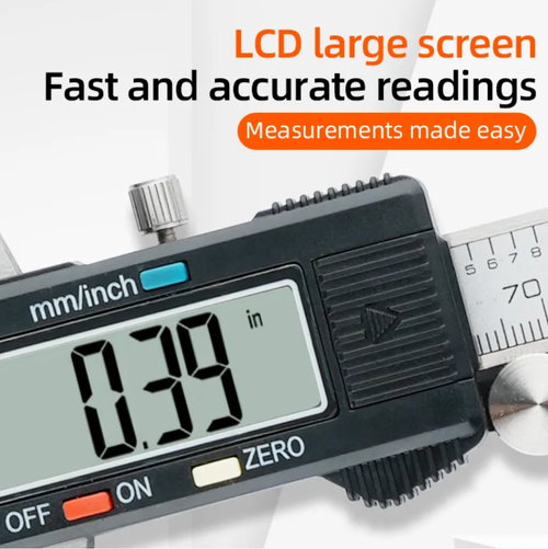 Digital caliper, measuring fast, accurate and easy! High-definition screen reads data instantly, dual unit switching + one-click zero reset, with 0.01mm accuracy to precisely capture. Alloy material is wear-resistant, suitable for multiple scenarios such as mechanical processing and DIY handcrafting, a great helper for measurement!