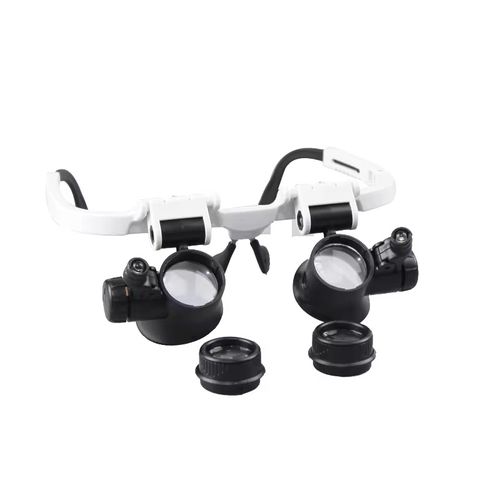 Head-mounted magnifying glasses with high-definition and high-power optical lenses, adjustable for multiple magnifications without distortion. The glasses design frees up both hands, is suitable for different head shapes and lightweight. Some models come with auxiliary lighting. They are powerful visual tools for watch repair, jewelry appraisal, and fine craftsmanship, enabling precise and efficient operations.