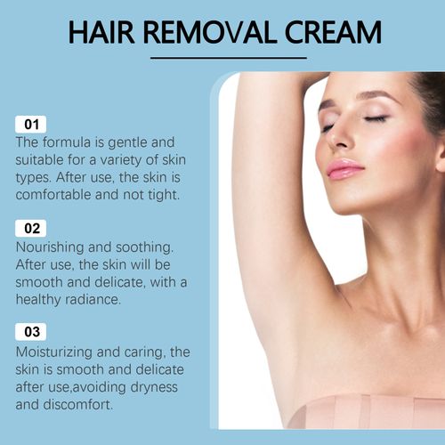 Order today and you'll receive 3 bottles of soothing aloe depilatory cream. This will keep your skin smooth and soft throughout the season. It contains cactus aloe + shea butter. It melts the hair in 5-8 minutes, removes any blackheads, and is gentle even for sensitive skin, leaving it soft and not red. You can wear a skirt and show your arms without any concealment.