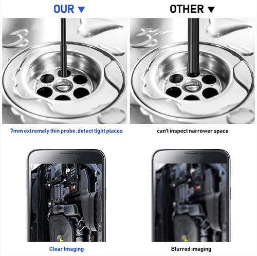 This endoscope is extremely practical! It can be connected to a mobile phone, can penetrate into narrow and concealed areas for inspection, and is also waterproof. Whether it's checking for pipe blockages or inspecting the internal conditions of equipment like car engines, it can handle everything with ease. It's a great helper for maintenance and testing!