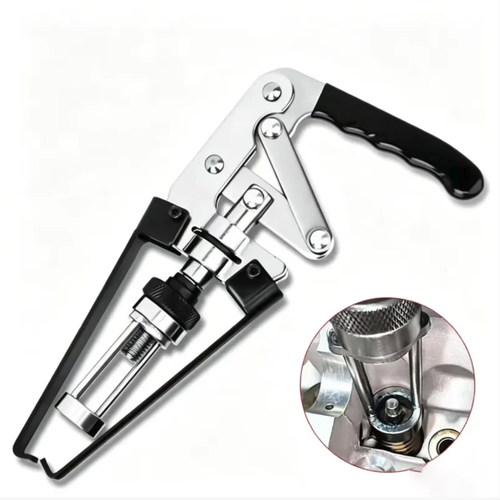 Alloy steel quenched universal clamp with no disassembly design. Lever design for increased efficiency. No need to remove the cylinder head. Single person can install and remove valve springs and oil seals. The knurled chuck grips firmly without slipping. Suitable for automotive and motorcycle engines. Eliminates the cumbersome steps of removing the cylinder cover. An efficient tool for auto repair and maintenance.