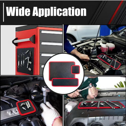 A must-have for mechanics! This 3-piece magnetic tool pad is fully embedded with strong magnets. When you place the screws and parts on it, they will stay securely in place. It prevents loss and saves time. Available in three sizes - large, medium, and small - it fits various scenarios such as desktops, small spaces, and portable use. It is durable and easy to clean. It can be used for vehicle repair, appliance repair, and DIY projects. It helps keep the work area tidy and organized.