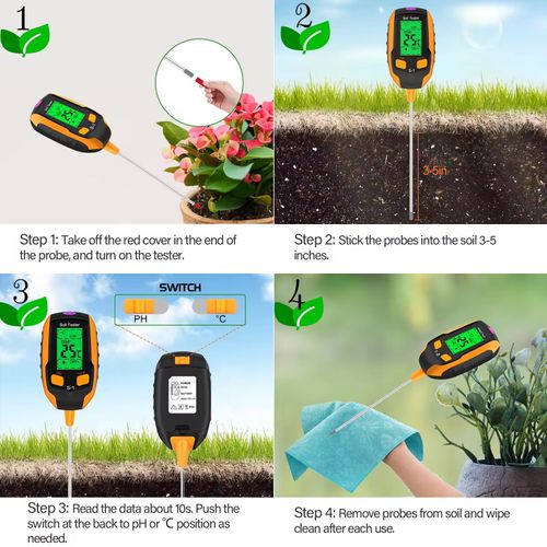 The four-in-one soil detector can measure light, humidity, pH value and temperature. The data is clear and intuitive. The operation is simple and portable, suitable for scenarios such as home gardening, vegetable cultivation, and agricultural production. It helps to precisely control the soil condition and is an intelligent manager for plant growth and a powerful assistant for gardening and planting.