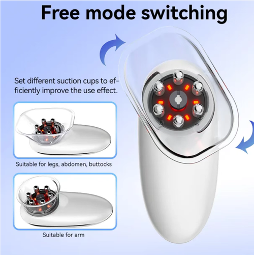 4-in-1 Negative Pressure Liposuction Device, featuring negative pressure adsorption + EMS microcurrent + red and blue light + essence infusion. It has 4 modes: applying to the waist and abdomen, and gently vibrating and shaking the arms. It can eliminate excess fat and tighten the skin, making it easier for essence to be absorbed. Within 2 weeks, the waist and abdomen can be reduced by 1 inch. The skin becomes tighter and more elastic. It can be used at home or during business trips at any time.