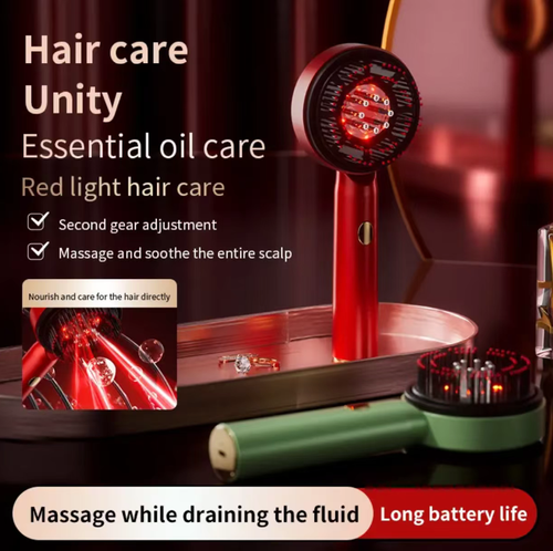 This red light scalp massager is a hair care savior: The liquid guiding ball precisely delivers the essence without waste. Red light nourishment + high-frequency vibration control oil secretion and hair loss prevention, strengthening the hair roots. It can be charged via Type-C port and is portable. It can be used on both dry and wet hair. You can enjoy a professional scalp SPA at home. It is suitable for both night owls and those with oily hair.