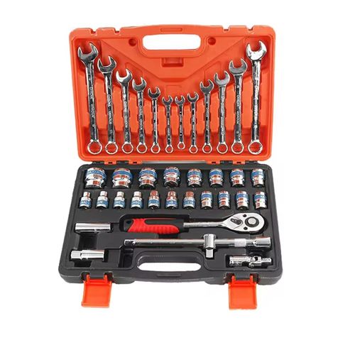37-piece repair tool set, including 12 wrenches (6-19mm), 19 sockets (3-24mm), and quick wrenches and other accessories, suitable for various scenarios. The tools are made of high-strength steel for rust prevention and durability, and the quick wrenches are easy to operate and save effort. This set can be used by renters, car owners, and DIY enthusiasts, and can handle most repairs.