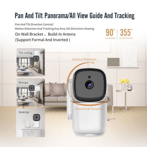 360-degree pan-tilt motion tracking intelligent monitoring, enhanced infrared night vision up to 30 meters, 360-degree panoramic tracking of moving objects. IP45 level waterproof and dustproof, two-way voice + offline recording, 2000,000 high-definition pixels. All-in-one home and outdoor security solution, one-click to ensure complete safety without any blind spots.