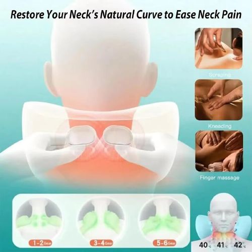 Electric Cervical Neck Traction Pillow With Ems Pulse, 40-42℃ Constant Heat Therapy & 6 Adjustable Vibration Modes – Neck Stretcher For Pain Relief, Ergonomic 2-Traction-Height Design To Restore Natural Cervical Curve, Deep Tissue Trigger Point Massager For Neck Stiffness, Shoulder Tension, Headache & Posture Correction, Ideal Home Use Neck Care Device For Men, Women & Office Workers