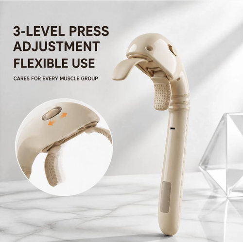 The sea horse-shaped long-handled shoulder and neck massager supports three levels of force adjustment. It features a human-like hand-pushing massage head, which can relieve the soreness in the shoulders, neck, waist and back. The long handle design enables it to massage hard-to-reach areas such as the back independently. The lightweight design makes it suitable for both home use and office work, serving as an auxiliary device for easing muscle tension.