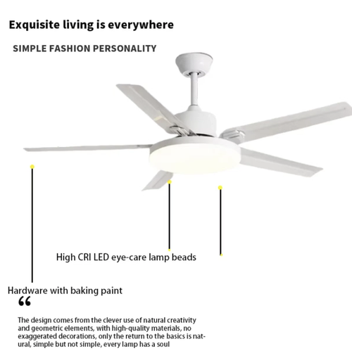 The Nordic minimalist inverter ceiling fan lamp features a pure white minimalist design, suitable for various home styles. The inverter DC motor provides silent air circulation, and the LED light source offers adjustable dimming for eye-protection. The remote control is convenient and hassle-free. It is a good all-in-one item for use in living rooms, dining rooms, and bedrooms. Easily enhance the happiness of your home life.