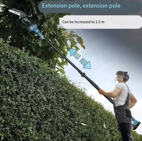 This four-in-one lithium battery high tree pruning saw and trimmer integrates high tree saw, high tree trimmer, handheld saw and handheld trimmer. With the extendable telescopic rod, it enables you to prune high branches without climbing. The SK5 steel blade is sharp and durable, and the 21V lithium battery offers long-lasting power. It is a safe and efficient choice for garden pruning. It injects vitality and energy into the garden and orchard.