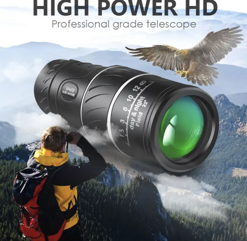 Double-tuned high-power single-barrel telescope, with a textured anti-slip body, large-diameter coated lenses that can be used both day and night, providing clear imaging and a wide field of view. Comes with a phone holder, tripod, and storage bag as a complete set of accessories. Supports mobile phone photography. Lightweight and easy to carry. Suitable for mountain climbing, bird watching, sports viewing, children's outdoor viewing, and general use.