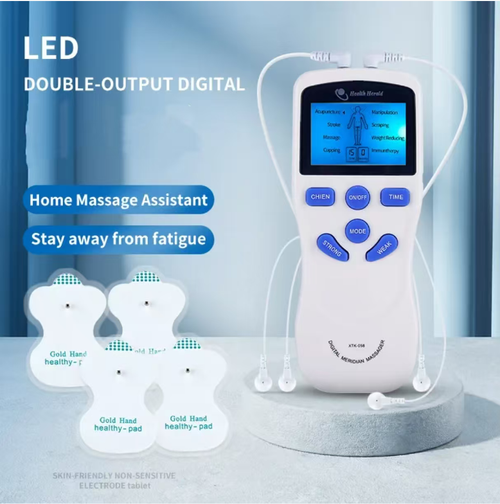 This pulsating massage device is a home-based massage assistant. The skin-friendly electrode pads can be applied to areas such as the shoulders, neck, waist and back that are sore and tense. It has 8 modes that imitate professional techniques like acupuncture and massage. It can be adjusted in intensity via remote control and has a timer function. It is suitable for office workers, sports enthusiasts and elderly people. It can help relieve stiffness and relax the body at any time.