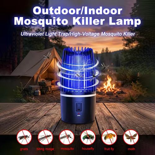 360° All-round Trap High-Voltage Instant Extinguishing Purple Light Electrocution Mosquito Killer Lamp - Suitable for Home, Bedroom, Kitchen, Balcony + Outdoor Camping and Courtyard - Fully Compatible - No Chemicals, No Smoke, No Odor - Silent and No Installation Required - Highly Effective in Eliminating Mosquitoes, Flies, Flies and Fruit Flies - Protect Your Family from Mosquitoes This Summer for a Peaceful and Comfortable Life