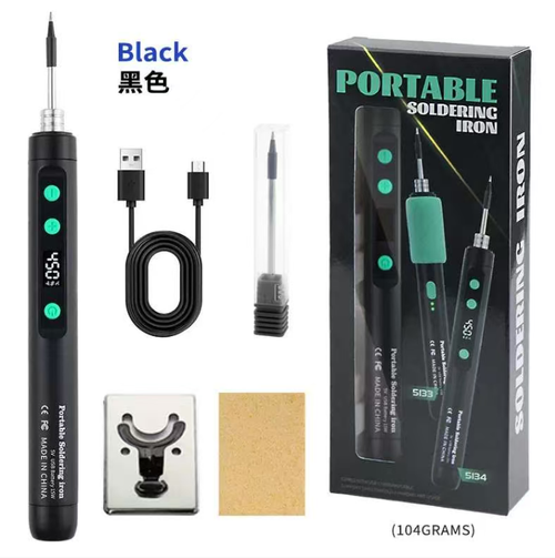 Portable electric soldering iron, enabling new possibilities in electronic creation. With three temperature adjustment settings for precise temperature control, it can be powered by USB and is portable and easy to carry. It heats up quickly and has a long lifespan. Suitable for both electronic repair and DIY creation, it can handle both delicate components and large soldering points. Equipped with complete accessories, it is an excellent welding tool in the field of electronics.