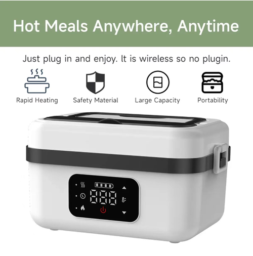 This wireless charging heated meal box has a 1000ML large capacity for holding food and soup. It features a food-grade inner liner and timer heating function, eliminating the need for using a microwave oven. It is wireless and portable, suitable for office use, picnics, and business trips. With four simple steps, the inner liner can be easily removed for cleaning. This makes it convenient for those who like to bring meals to eat hot and home-cooked dishes at any time.