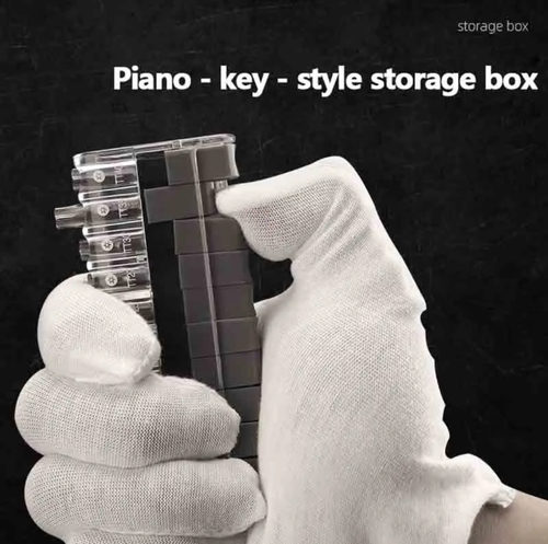 Home Repair Masterpiece! This ratchet screwdriver is extremely handy. The CRV steel tip is anti-slip, available in T6-T40 specifications, and can be operated with one hand in both directions, saving a lot of effort. The piano key storage box has a quick access head, and the special tips can reach even the hard-to-reach places. This set can handle all household repairs, and you don't need to call a professional!
