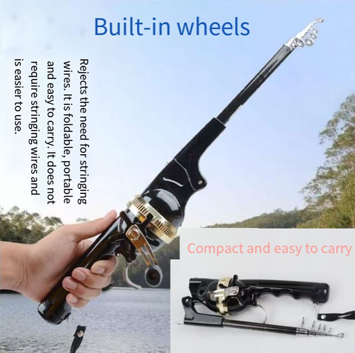 This folding fishing rod can be folded for easy portability. It is made of high-strength carbon fiber with a durable structure, suitable for sea fishing. The built-in reel allows for smooth line release, and the non-slip grip is comfortable to hold for a long time without getting tired. It can be assembled in just a few seconds. The accompanying accessory package is complete with fishing gear, and you can start fishing in no time by just putting it in your pocket.