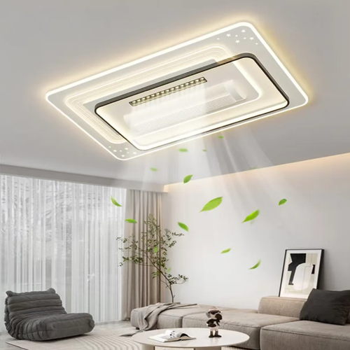 This ceiling-mounted fan lamp combines lighting and gentle breeze in one. It offers full-spectrum eye-protection (Ra > 97, blue light RGO level), supports offline voice and remote control. With geometric aesthetic design, it is durable and corrosion-resistant, suitable for 15-30 square meters of space. Through intelligent technology and meticulous design, it creates an ideal home space that is comfortable, convenient, and of high appearance quality.