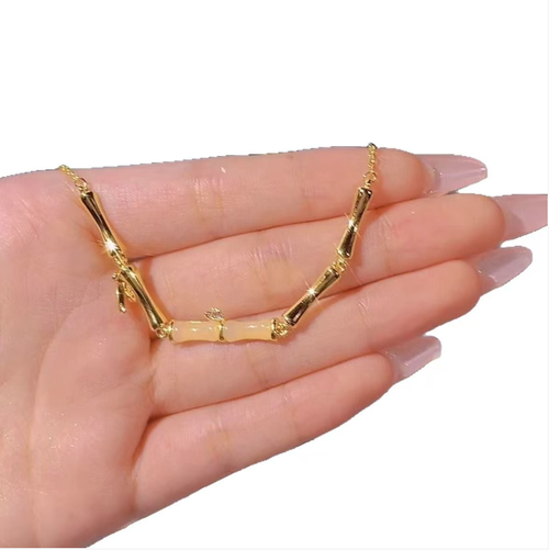 With You Cordovan Luxurious Bamboo Chain Bamboo charm meets luxury. The bamboo-shaped design is both elegant and eye-catching, exuding sophistication. It symbolizes continuous progress and lasting friendship. Order today and you can receive two chains. Give them to yourself or your best friend. Let every step be filled with grace. Hurry up and grab two sets of exquisite ones!