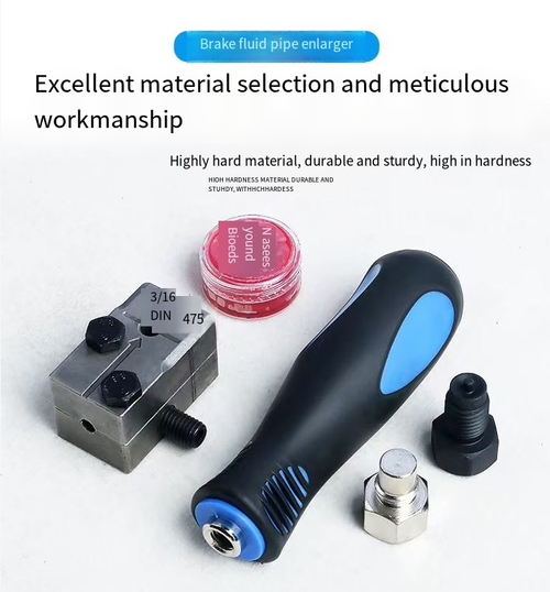 Specialized 4.75MM brake tube, including handle, positioning bolt, punch and lubrication container. It can precisely expand the bubble opening and double expansion openings, ensuring a tight seal without any leakage. The strong and durable mold is easy to store in a portable box without losing any parts. It is suitable for auto repair, DIY oil change tubes, and can achieve professional expansion results with manual operation.