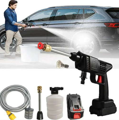 Lithium battery rechargeable wireless high-pressure car washing machine, the maximum distance can reach 100 meters