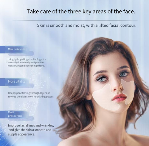 Moisture Crystal Facial Lines Patch. This patch adheres closely to the skin, penetrating nutrients. After application, the lines become soft and plump, and the apple-shaped area is lifted. It can be used 15 minutes before bedtime to deal with tired-looking skin from staying up late, or as a daily anti-aging product. It makes foundation more smooth. Order today and you'll receive 6 boxes. When you smile, only the pear-shaped area is exposed, without any signs of aging lines!