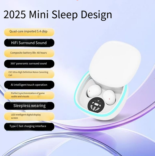 Bluetooth 5.4 Wireless Earphones Small Earbuds Sleeping Sport Invisible Headphones Bass Sound Quality Headset Sliding Cover